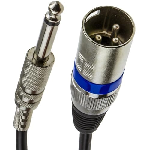 Image of kenable Instrument Cable XLR 3 Pin Plug to 6.35mm Mono Jack Plug Lead for Mixers Studio Recording Live Performance Black 2m
