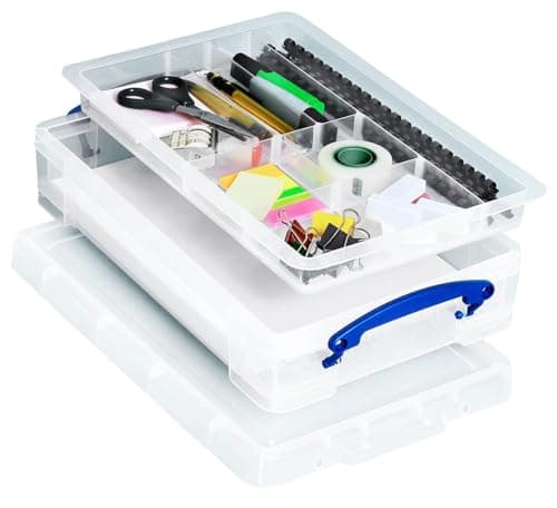 Image of Really Useful Box Plastic Storage 4 Litre Clear with Office Tray