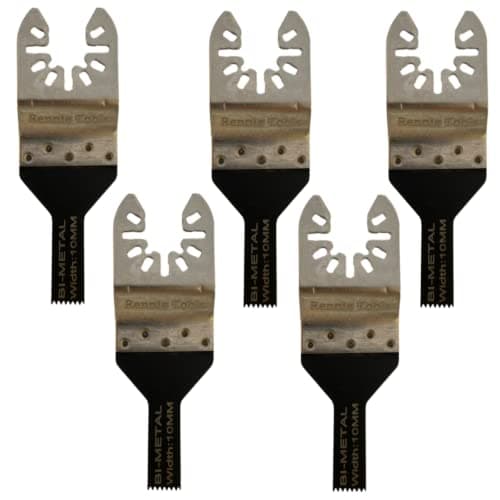 Image of Pack of 5-10mm Wide Bi-Metal Multitool Blades for Wood, Nails, Non-Ferrous Metals. Compatible with Dremel Fein Multimaster Makita Stanley Worx Dewalt Multi Tool Etc Oscillating Multi Tool Blade