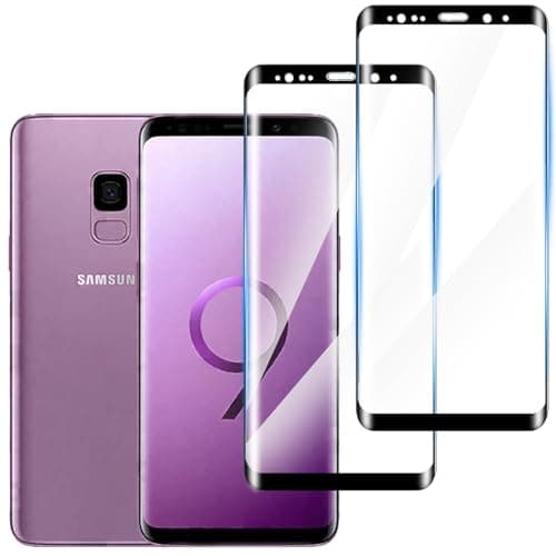Image of Hirshen [2 pieces] Tempered glass screen protector for Samsung Galaxy S9, HD clear screen protector, 3D full coverage, scratch-resistant, super clear film, hardness rating 9H