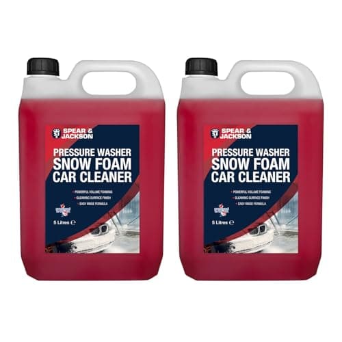 Image of Spear & Jackson Snow Foam Car Cleaner, 2 x 5 Litres, High-Foaming Pressure Washer Concentrate, Cherry