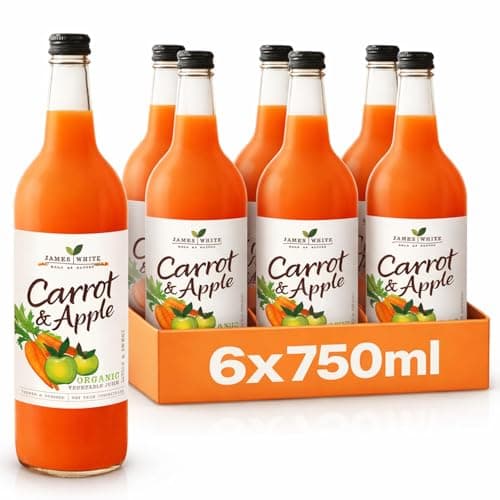 Image of James White Organic Carrot and Apple Juice - Vegan - No Added Sugar - Picked and Pressed (Pack of 6x750ml)