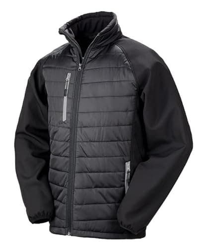 Image of Result Genuine Recycled R237X Mens Black Compass Padded Softshell Jacket - Black/Grey - XL
