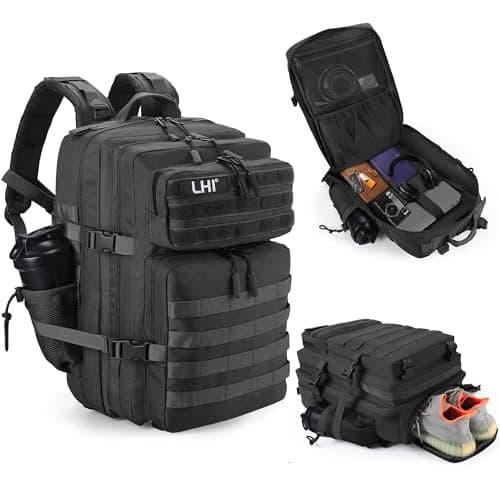 Image of LHI Military Tactical Backpack for Men and Women 45L Large waterproof Rucksack with Shoe Compartment
