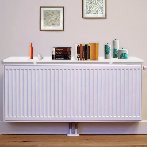 Image of Youyijia White Radiator Shelf 60x14.5x1.8cm Cabinet Top With Rounded Edges - Modern Design Cover for Home Heater