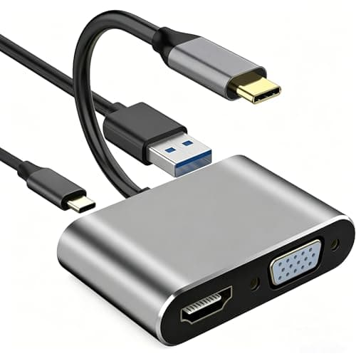 Image of 4-in-1 Hdmi to Usb C Adapter Usb C to VGA Hdmi Adapter Cable Vga to Usb C Usbc to Usb Adapter Type C to Hdmi 4K 1080P Multiport Hub for Laptop 100W PD Fast Charging 5Gbps USB 3.0 Data Port