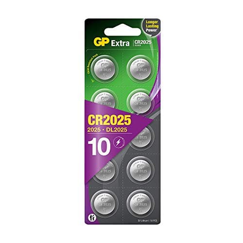 Image of GP CR2025 3V Lithium Coin Cell Batteries 10 Pack - Flat Battery for Car Key/Key Fob Audi Mercedes Nissan - DL2025 2025 Batteries also suitable for scales/toys/heartrate monitor etc