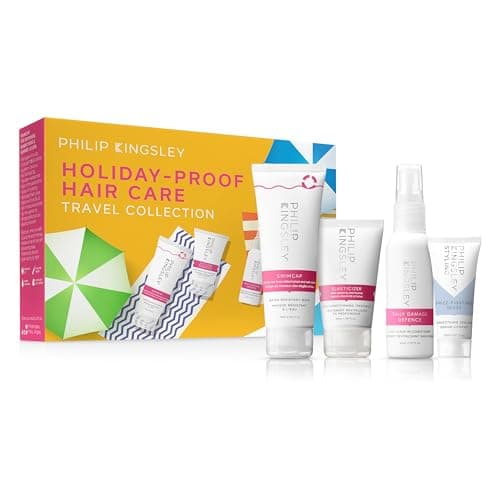 Image of Philip Kingsley | Holiday-Proof Hair Care Travel Collection | Includes Swim Hair Mask, Elasticizer Deep Conditioning Treatment, Daily Damage Defence Leave-In Conditioner, and Finishing Touch Serum