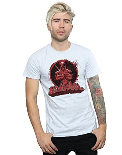 Image of Marvel Men's Deadpool Crossed Arms Logo T-Shirt Sport Grey XX-Large
