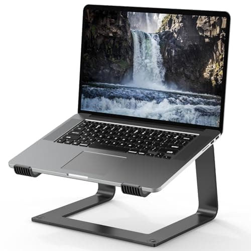 Image of Tonmom Laptop Stand for Desk, Aluminum Laptop Riser Holder, Removable Metal Notebook Stand Ventilated Cooling Computer Riser Compatible with 10-15.6” Laptops