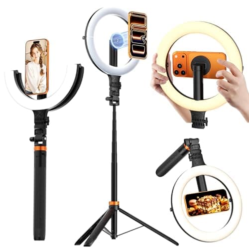 Image of CloudValley 10" Magnetic Ring Light with 76" Tripod, Phone Tripod with 5000mAh Rechargeable Light, Foldable Portable LED Light with 3 Modes & 10-Level Brightness for Makeup, Selfies, TikTok