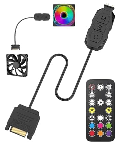 Image of QarulG 5V 3Pin ARGB Controller SATA 15-Pin to ARGB 3-Pin Power Supply with Remote Control Built in Light SATA Power Supply Mode Male Connector Splitter Cable for PC DIY Fans Hub Control Light Strip