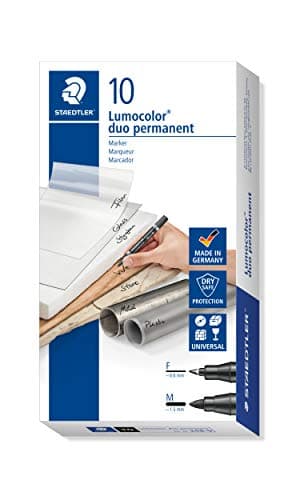 Image of Staedtler Duo Permanent Marker Bullet Tip Fine 0.6mm and Medium 1.5mm Black Ref 3849 [Pack 10]
