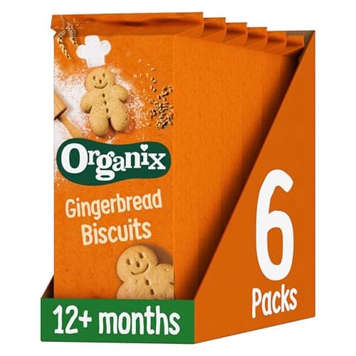Image of Organix Gingerbread Biscuits, Organic Toddler Snack, 12+ Months, 135 g Box (Pack of 6)