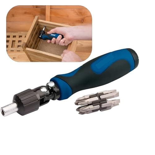 Image of Draper 13 Piece Ratcheting Screwdriver Set – Built-in Bit Storage, Pro-Grade Ratchet Tool for Fast, One-Handed Screwdriving