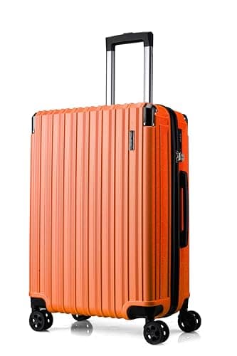 Image of FLIEE Suitcase Medium Hard Shell |TSA 3 Digit Combination Lock | 24" Lightweight Medium Suitcase |4 Dual Spinner Wheels| Aluminum Telescopic Handle | Medium Size Suitcase 24" Travel Luggage Orange