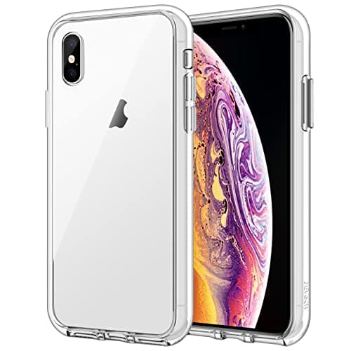 Image of JETech Case for iPhone Xs and iPhone X, Non-Yellowing Shockproof Phone Bumper Cover, Anti-Scratch Clear Back (Clear)