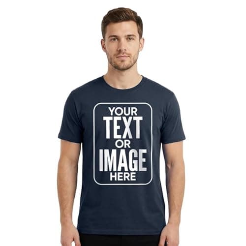 Image of Personalised T-Shirt – Custom Name Text Logo Photo – Handmade Unisex Printed Front Design – Create Your Own Summer Tee(XL, Navy)