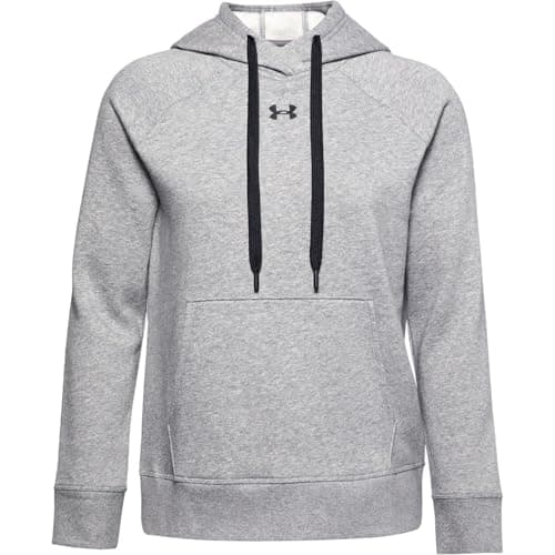 Image of Under Armour Rival Fleece Hb Hoodie Warm-up Top, Women Grey, Steel Medium Heather / Black / Black (035), LG