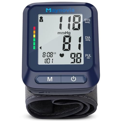 Image of Wrist Blood Pressure Monitor with Large LCD Display, Accurate Automatic Wrist Blood Pressure Monitors for Home Use, 2 x 60 Memory, Adjustable Cuff (13.5-21.5cm), Carrying Case Included