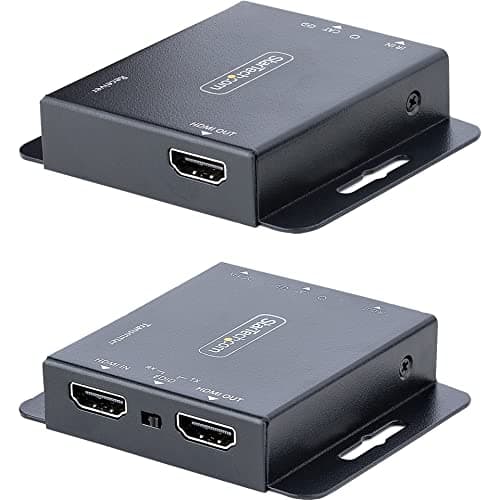 Image of StarTech.com 4K HDMI Extender over CAT6/CAT5 Ethernet Cable, 4K 30Hz or 1080p 60Hz Video Extender, HDMI over Ethernet Cable, HDMI Transmitter and Receiver Kit, IR Remote Control
