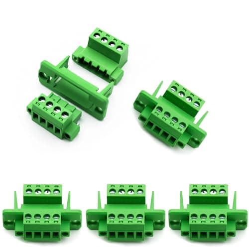 Image of 5 Set 4 Pin 5.08mm Pitch Screw Terminal Panel Mount, Through-Wall Phoenix Connectors-24-12 AWG,300V 15A