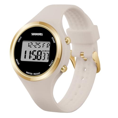 Image of AOOSU Digital Watches for Student, LED Ladies Digital Watch, Silicon Strap Elecreonic Women Watches, Outdoor Sport Fashion Ladies Wrist Watch with Alarm Week LED Light for Students(Apricot Pink)