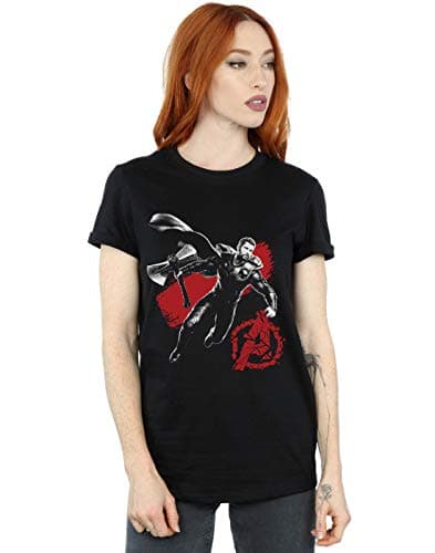 Image of Marvel Women's Avengers Endgame Mono Thor Boyfriend Fit T-Shirt Black XXXX-Large