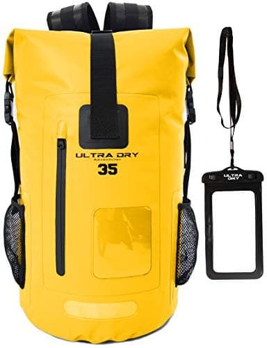 Image of Premium 35L Waterproof Dry Bag Backpack, Sack with Phone Dry Bag, Perfect for Boating/Kayaking/Hiking/Canoeing/Fishing/Rafting/Swimming/Camping/Snowboarding (Yellow, 35 L)