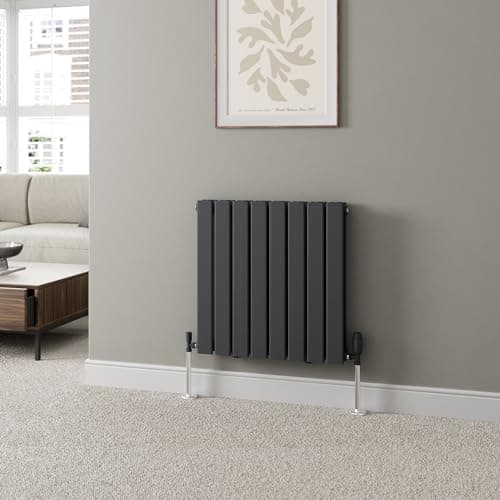 Image of DuraTherm® 600 x 608mm Anthracite Grey Horizontal Designer Radiator Double Column Flat Panel Modern Central Heating Panels Bathroom Radiators