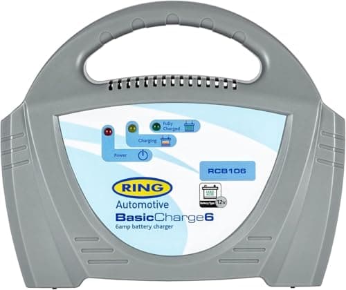 Image of RING 6A Car Battery Charger for Vehicles Up to 1.6L: Compatible for 12V Lead Acid Batteries