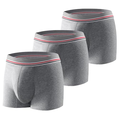 Image of CARER Healthcare Incontinence Pregnancy 3 Pack Men's Incontinence Boxer Brief Washable Light & Thin Cotton Incontinence Pants with 80 ML Absorbent Pad for Bladder Leaks Grey