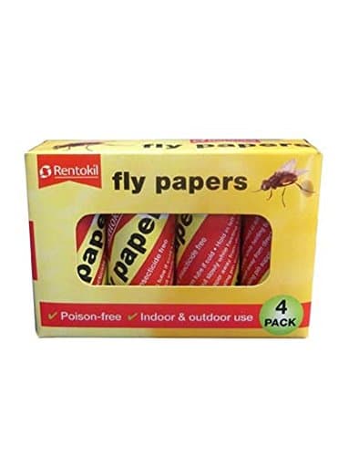 Image of Rentokil Easy To Use Sticky Fly Papers Catcher Pack Of 4