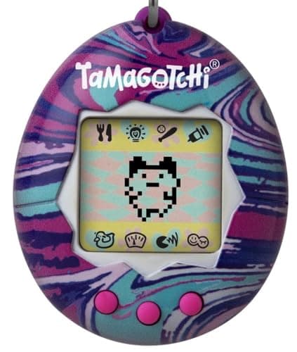 Image of TAMAGOTCHI Bandai Original Marble Shell Original Cyber Pet 90s Adults and Kids Toy with Chain | Retro Virtual Pets are Great Boys and Girls Toys or Gifts for Ages 8+