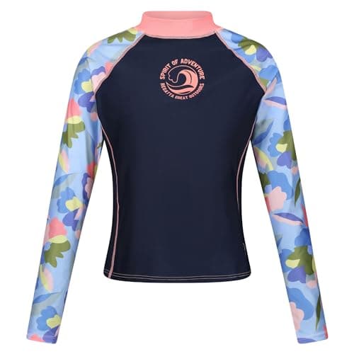 Image of Regatta Womens Long Sleeve Surfing Rash Vest Guard T-Shirt - Navy/Abstract - 4