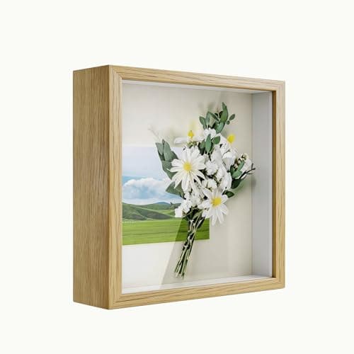 Image of 3D Shadow Box Frame 6x6 inch, Picture Frame with Glass for Crafts, 3cm Deep Box Frame Display Cases for Memorabilia, Baby Items, Wedding Memories, Medal, Tickets & Photos Display - Natural Wood