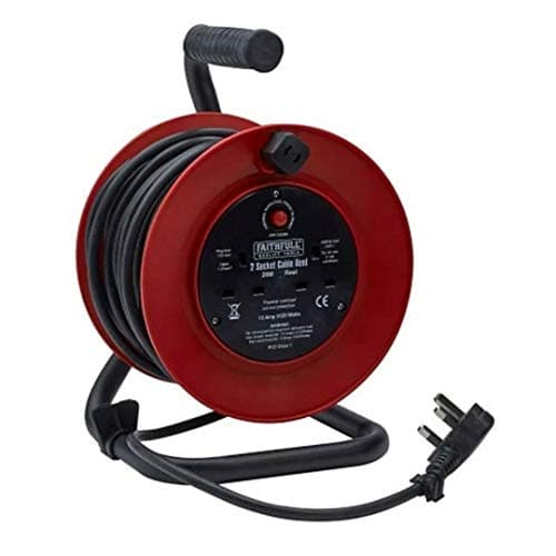 Image of Faithfull 20m Open Frame Cable Reel 2 Socket 240v FPPCR20M XMS18REEL20