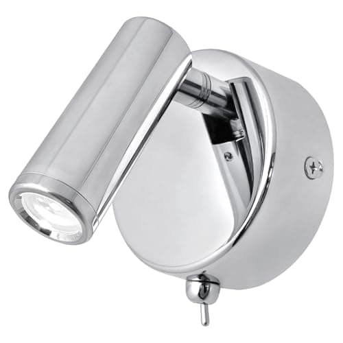 Image of Long Life Lamp Company Adjustable Polished Chrome Wall Mounted Bedside Light Switched Cool White BW10