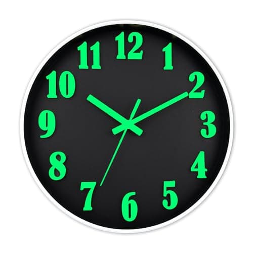 Image of DIYZON Luminous Wall Clock, Silent Non-Ticking 12'' 3D Font Night Light Wall Clocks Battery Operated, Country Style Wooden Illuminated Wall Clock Decorative for Kitchen, Home, Bedrooms