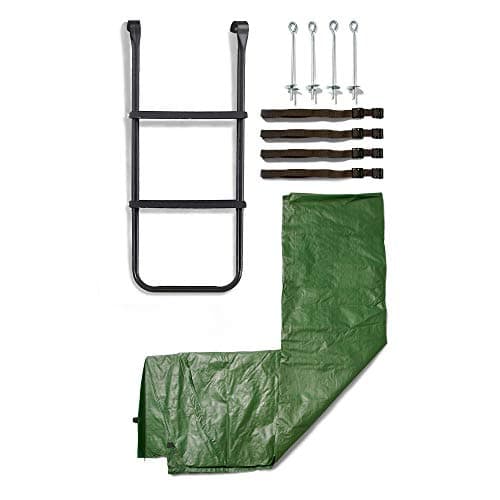 Image of Plum 29124, 14 Foot Trampoline Accessory Pack - Cover, Ladder and Anchoring Kit, Green-Black