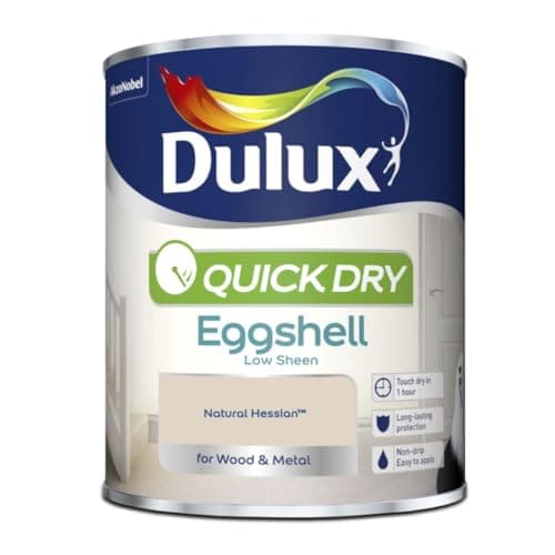 Image of DRW Natural Hessian Quick Drying Eggshell Paint 750ml | Interior Wood and Metal Paint | Durable Low Sheen Finish | Fast Drying Trim Paint for Doors Skirting Boards and Furniture