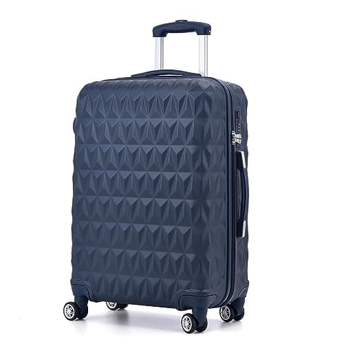 Image of CMY Hard Shell Medium Suitcase Check-in Luggage – Lightweight 4-Wheel ABS 24" with Spinner Wheels – 3 Digit Combination Lock – Durable Travel Trolley Bag (Navy)
