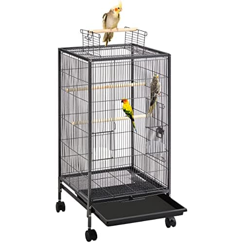 Image of Yaheetech 100.5cm Iron Open-Top Bird Cage Parrot Cage with Rolling Stand for Parakeets Budgies Lovebirds Small-Sized Birds