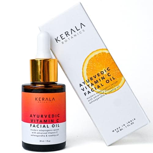 Image of Ayurvedic Vitamin C Oil - Skin Brightening Vit C Serum with Rosehip Oil, Ashwagandha, Squalane - Hydrating Face Oil - Non-Greasy Facial Oil - Pure Vitamin C Oil - Luxury Skin Care Products - 30ml