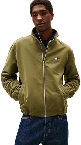 Image of Tommy Jeans Men's TJM Essential Jacket Ext Dm0Dm22720, Green (Dark Greenery), XL