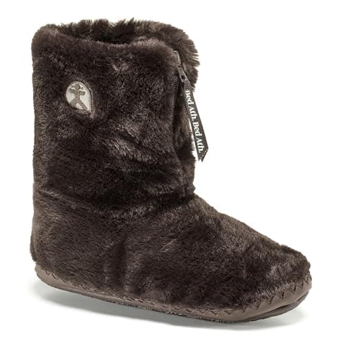 Image of Bedroom Athletics Womens Marilyn Classic Faux Fur Slipper Boot Soft Warm Zip Fastening Memory Foam Durable Machine Washable - Dark Chocolate - UK 5/6