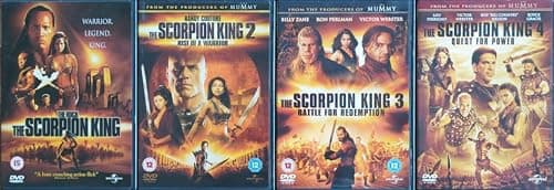 Image of THE SCORPION KING 1-4 COMPLETE COLLECTION / 1. THE SCORPION KING / 2. RISE OF A WARRIOR / 3. BATTLE FOR REDEMPTION / 4. QUEST FOR POWER = ULTIMATE 4x DVD SET