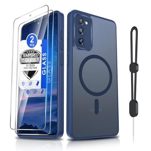 Image of Dizn for Samsung Galaxy S20 FE 5G Magnetic Phone Case Compatible with MagSafe, with 2 Tempered Glass Screen Protector, Matte Translucent Soft & Full Body Protection for S20FE 5G Cover S 20 FE, Blue