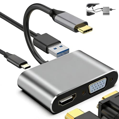Image of 1 PCS USB C to Hdmi VGA Adapter,USB to VGA Adapter,4 in 1 Usb-C Multiport Hub with 1080P VGA 4K HDIM 5Gbps USB 3.0 100W PD for Macbook Pro/Air Dell HP Sam-sung Ga-laxy Hua-wei Chromebook Pixel and Mo