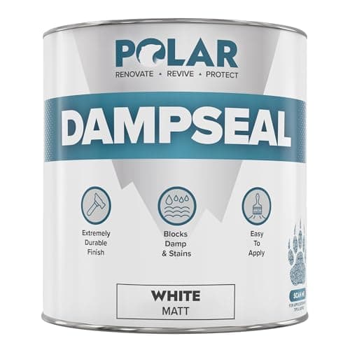 Image of Polar Damp Seal Paint - 1L, White - Primer & Topcoat for Indoor Walls & Ceilings - Mould Resistant Stain Blocker Paint - Quick Drying for Wood, Plaster, Cement and Stone - Matt Finish